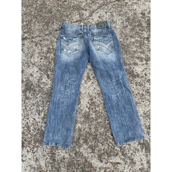Salvage Buckle Jeans Mens 32x30 Blue Denim Pants Mayhem Straight Distressed - Picture 2 of 4